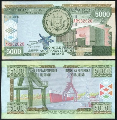 $ Burundi 5000 FRANCS P-48a 2008 UNC