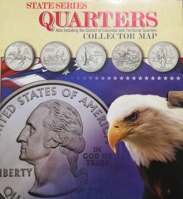 USA STATE QUARTERS COLLECTION 50 STANÓW + 6 w dużym albumie z mapą opisem