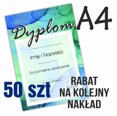 Druk Certyfikaty Dyplomy Świadectwa 50 szt. A4