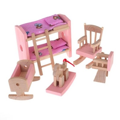 Domek dla lalek Funiture Drewniane łóżko piętrowe Zabawka dla dzieci