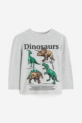 NOWA H&M bluzeczka DINOZAURY szara 134/140