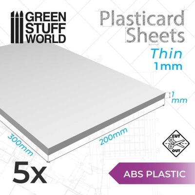GSW 9106 ABS Plasticard A4 - 1mm Thin COMBO (op. 5szt)