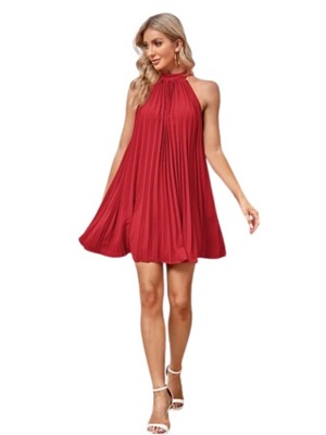 SHEIN SUKIENKA PLISOWANA CZERWONA MINI 38 Ł5D