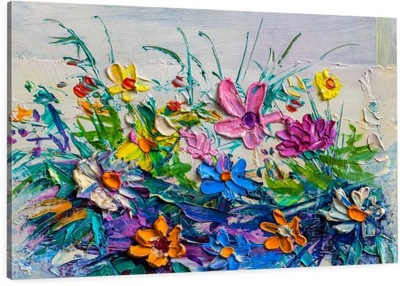 Obraz Na Płótnie Kwiaty Impast jak malowany 120x80