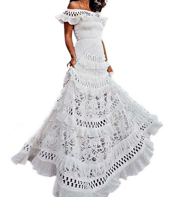 MD biała ecru sukienka hiszpanka koronka XL/42