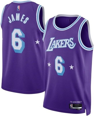 Fioletowa koszulka zawodnika nr 6 Lebrona Jamesa Los Angeles Lakers