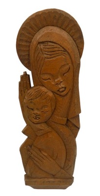 płaskorzeźba ikona Matka Boska z dzieciątkiem