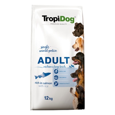 Tropidog Premium Adult Medium Large Maxi Breeds Salmon Rice łosoś 12kg