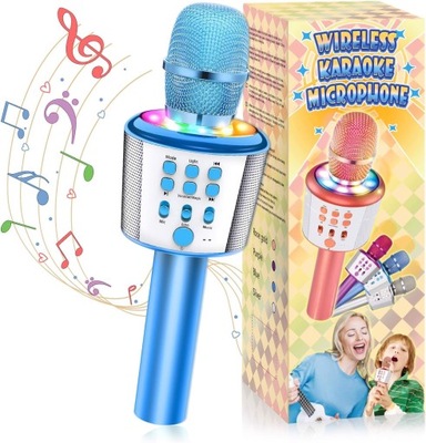 Mikrofon Bluetooth Niebieski do karaoke