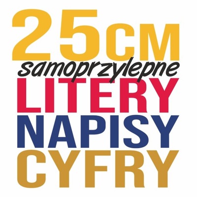 LITERY CYFRY SAMOPRZYLEPNE PEGATINAS REKLAMA - 25CM  