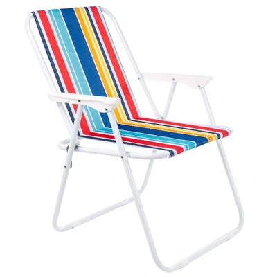 Krzesło turystyczne z oparciem Campela Leżak plażowy wielokolorowy