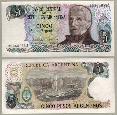 Argentyna 5 Pesos Argentinos 1983 84 P-3124a.1 UNC