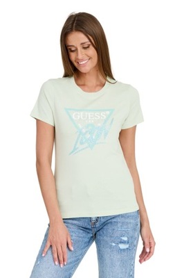 GUESS Miętowy t-shirt Icon Tee M