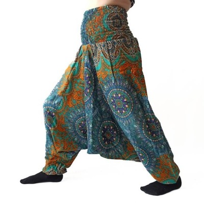 Szarawary spodnie cienkie alladynki turkus Indie