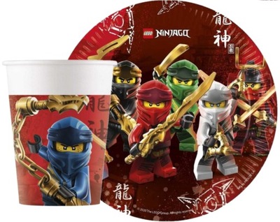 ZESTAW KUBKI TALERZYKI LEGO NINJAGO NINJA GO 16szt