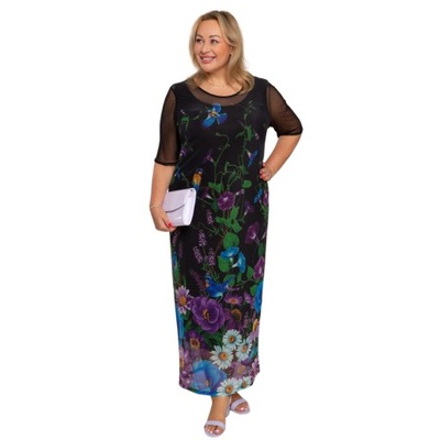 Siateczkowa sukienka wiosna nocą PLUS SIZE r 46-64