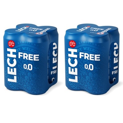 Piwo bezalkoholowe Lech Free 0% lager 8 x 500ml puszka 2x czteropak