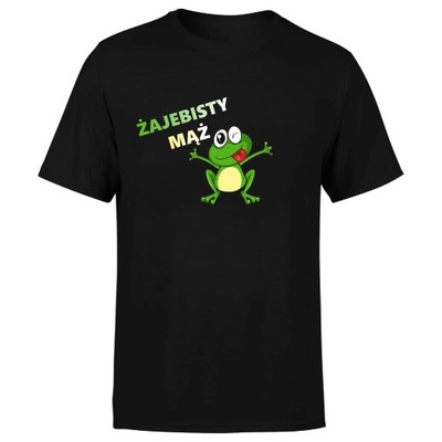 Koszulka męska z nadrukiem ŻAJEBISTY MĄŻ dla męża żaba 5XL