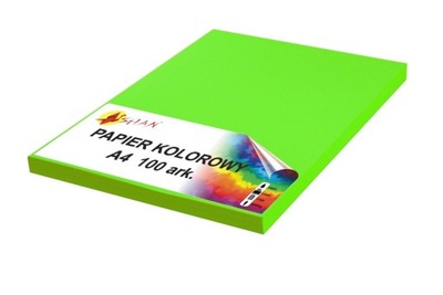 Papier kolorowy A4 80g zielony neon fluo2 100 arkuszy