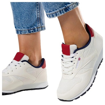 BIAŁE SNEAKERSY DAMSKIE BUTY SPORTOWE NA PLATFORMIE SZNUROWANE MODNE r 37