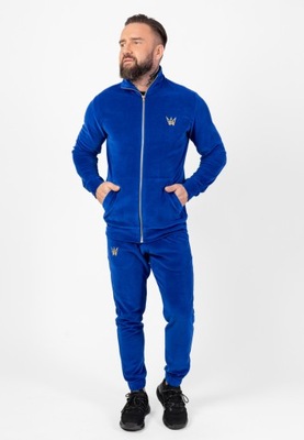 Bluza Rozsuwana + Spodnie Welurowe | Komplet Niebieski