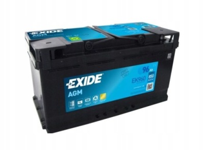 Аккумулятор exide agm ek950 96ah 850a старт-стоп новый model ek960 фото №1