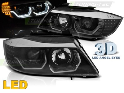 LAMPY BMW E90 E91 05-08 3D LED BLACK RINGI 3D