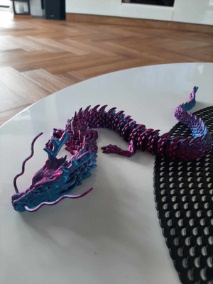Figurka SMOK ozdoba i ruchoma zabawka kolor SILK jedwabny Różowo-Niebieski