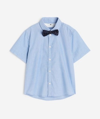H&M niebieska koszula krótki rękaw z muchą 110