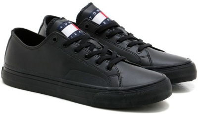 Buty TOMMY HILFIGER LACE VULC ESS czarne skórzane 45