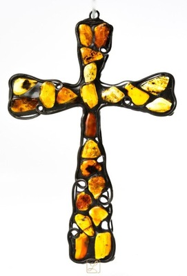 Krzyż wiszący Bursztyn K5. Ażurowe wykonanie