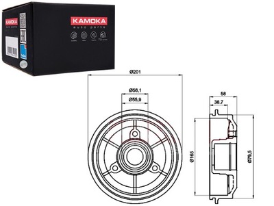 БАРАБАНЫ ТОРМОЗНЫЕ 2 ШТУКИ. 165 X 58 KAMOKA