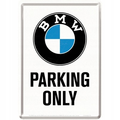 POCZTOWKA PLACA BMW PARKING ONLY METAL MAPA  