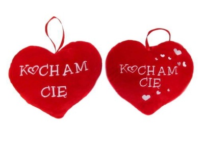 Pluszowe, czerwone serce z napisem - Kocham Cię - 15 cm