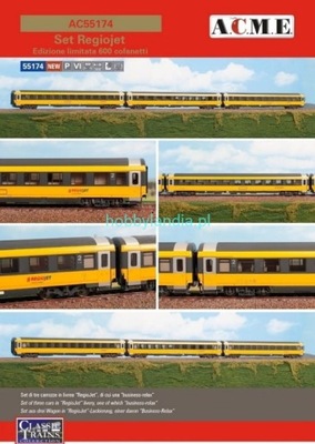 Zestaw 3 wagonów 4-osiowych osobowych RegioJet ep. VI H0-1:87, ACME 55174