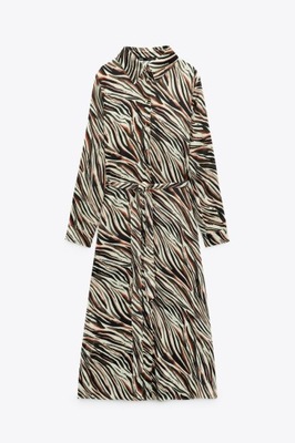 ZARA KOSZULOWA SUKIENKA ZWIERZĘCY PRINT MIDI XS