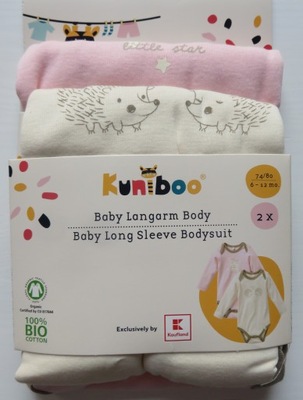 2 szt Kunibo body niemowlęce z długim rękawem dziecięce 74/80