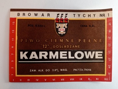 Etykieta Browar Tychy - Piwo Ciemne Karmelowe