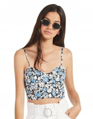 S72229 BERSHKA__DDS CROP TOP KWIATY RAMIĄCZKA__M