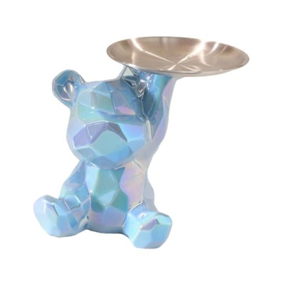 Niedźwiedź do przechowywania taca statua figurka niedźwiedzia dekoracja stołu ceramiczny niedźwiedź niebieski