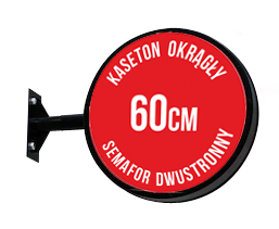 Kaseton okrągły 60cm dwustronny semafor LED