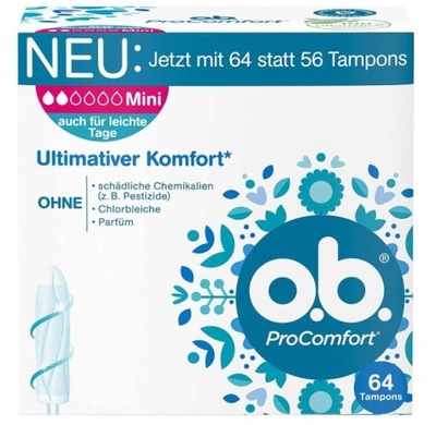 O.B. ProComfort Mini, Tampony higieniczne, 64szt