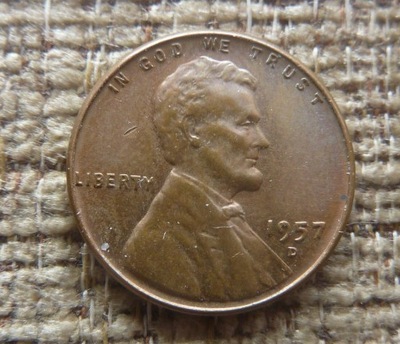 USA 1 Cent 1957 r. D. piękna