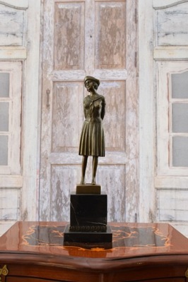 Wzorowa Uczennica Dziewczynka Art Deco - Figura Rzeźba z Brązu Akt Prezent