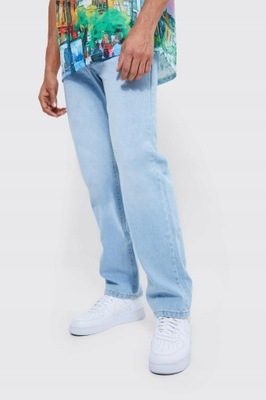 Boohoo NG6 qgd niebieskie proste spodnie jeans W32