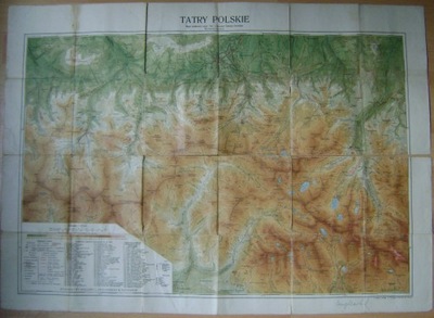 TATRY MAPA ŚRODKOWEJ CZĘŚCI TATR -wydanie trzecie z 1922 roku ZWOLIŃSKI