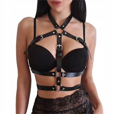 HARNESS SZELKI CHOKER OZDOBNA SKÓRZANA UPRZĄŻ