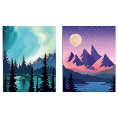 Malowanie po numerach bez ramki pejzaż 2 płótna