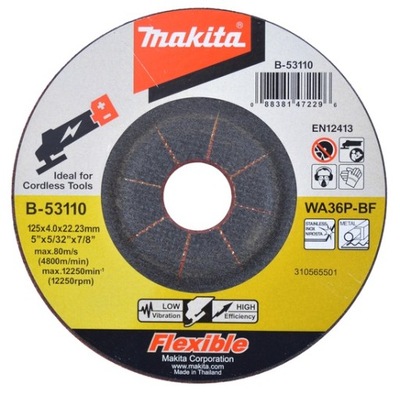 ELASTYCZNA TARCZA SZLIFIERSKA TNĄCA 2w1 125x4x22,23mm MAKITA B-53110