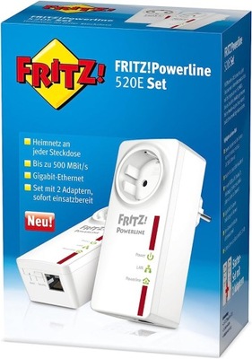 Transmiter sieciowy Powerline FRITZ! 520E SET